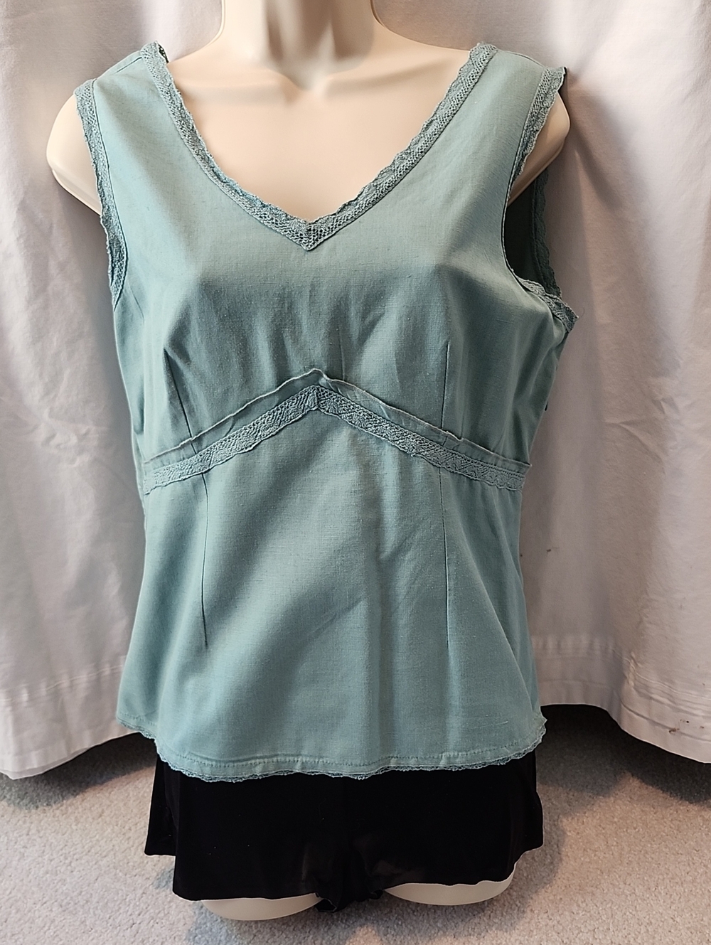 Christopher & Banks Sage Green V-Neck Lace-Trim Camisole